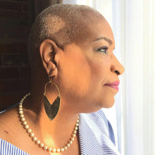 Load image into Gallery viewer, Earring Brass - TULIP SHIELD LARGE