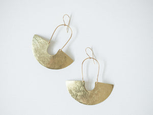 Earring Brass - GODDESS SHIELD TEXTURED