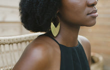Load image into Gallery viewer, Earring Brass - TULIP SHIELD LARGE
